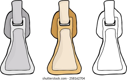 Set of triangular zipper parts on white background