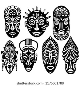 Tiki Tribal Wooden Mask Hawaiian Traditional Stock Vector (Royalty Free ...