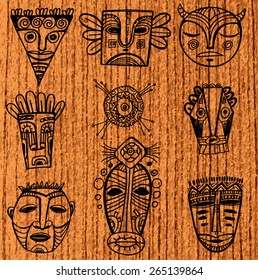 Set of tribal african masks