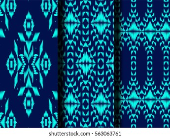 set Tribal art boho pattern. Ethnic geometric print. Aztec repeating background texture in black and white. Fabric, cloth design, wallpaper, wrapping