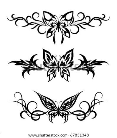 Set tribal with butterflies, tattoo