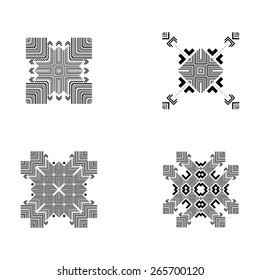 Set von Stammeselementen und ethnischen Elementen. Aztec Tribal Style, Tribal Design. Einzeln auf weißem Hintergrund