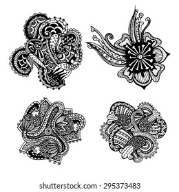 Set of tribal ethnic lace patterns design elements