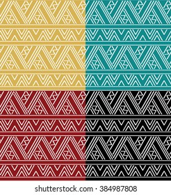 Set of tribal ethnic simple seamless pattern. For background, fabric texture or part of your design. Vector illustration.