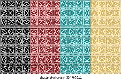 Set of tribal ethnic simple seamless pattern. For background, fabric texture or part of your design. Vector illustration.