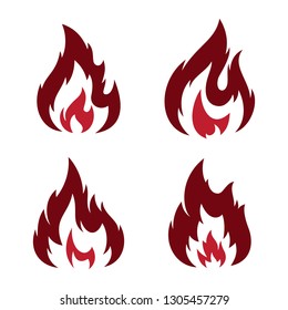 Set tribal flame abstract vector icon isolated on the blank background. Flaming fire shape sign symbol. Vector illustration EPS.8 EPS.10