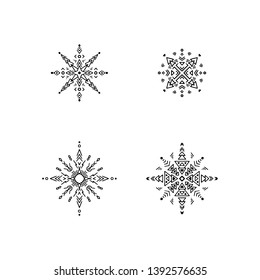 Set of tribal hand drarwn elements. Circular vector boho designs. Ethnic prints for fabrics or wrapping paper.