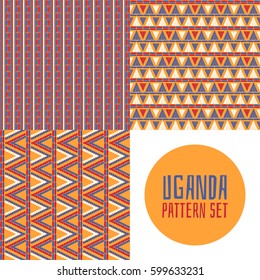 Set Of Tribal Pattern Vector Seamless. Zulu Or Uganda African Basket Print Design. Ethnics Background For Fabric, Wallpaper, Wrapping Paper And Boho Card Template.