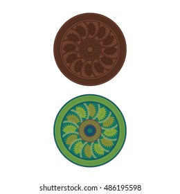set of tribal round ornament lotus design with two color variation for multipurpose use