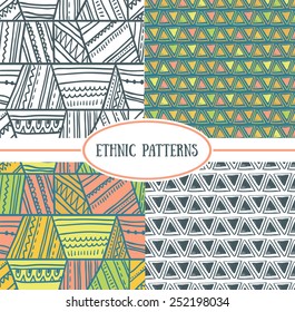 Set of tribal seamless patterns. It can be used for wallpaper, pattern fills, web page background, surface textures. 
