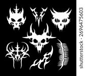 set of tribal skull vector design
