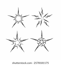 set of tribal starburst elements with sharp, abstract edges. Ideal for tattoo designs, logos, and graphic decorations