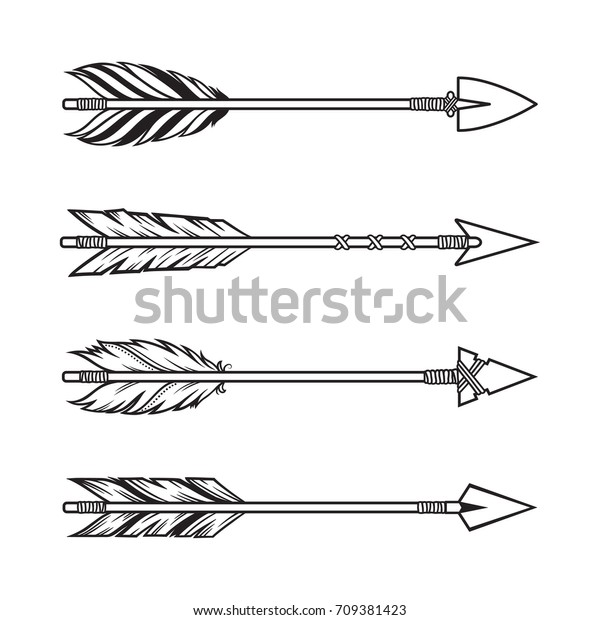 Set\
of tribal style arrows. Ethnic, boho design\
elements