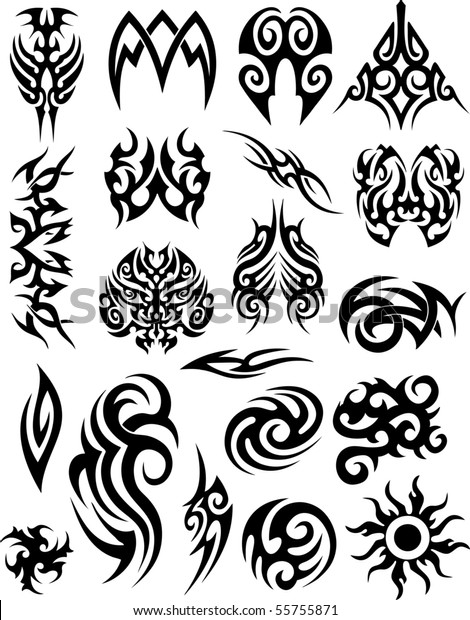 Set Tribal Tattoo Stock Vector Royalty Free 55755871