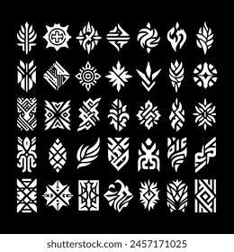 Set of tribal tattoo shapes. Tribal tattoo set with various ethnic styles including Maori, Gothic and Celtic