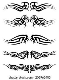 Set tribal tattoos. EPS 10 vector illustration without transparency.