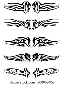 Set tribal tattoos. EPS 10 vector illustration without transparency.