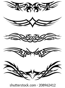 Set tribal tattoos. EPS 10 vector illustration without transparency.