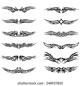Set of tribal tattoos. EPS 10 vector illustration without transparency.