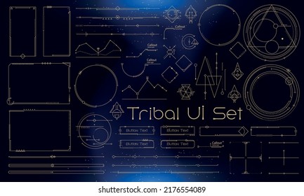 Set Of Tribal User Interface Elements. Fantasy Ethnic HUD. Good For Game UI. Vector Illustration EPS10