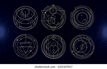 Set of Tribal User Interface Elements. Sacred geometry. Vector Illustration EPS10