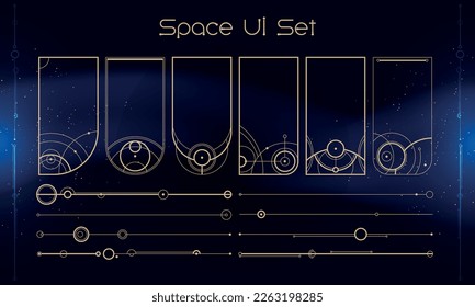 Set von Stamm-User-Interface-Elementen. Weltraumethnischer HUD. Gut für Spiel-UI. Vektorgrafik EPS10