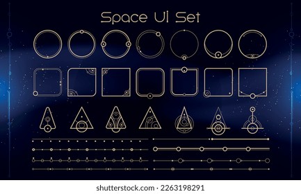 Set of Tribal User Interface Elements. Space ethnic HUD. Good for game UI. Vector Illustration EPS10