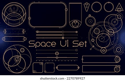 Set von Stamm-User-Interface-Elementen. Weltraumethnischer HUD. Gut für Spiel-UI. Vektorgrafik EPS10