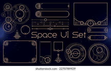 Set von Stamm-User-Interface-Elementen. Weltraumethnischer HUD. Gut für Spiel-UI. Vektorgrafik EPS10