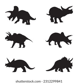 Set of Triceratops dinosaurs design vector. Icon Symbol. Template Illustration