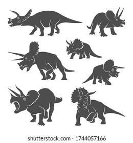 Set von Triceratops Dinosaurier Logo-Design-Vektor. Symbol. Vorlagendarstellung