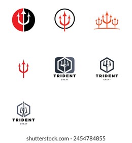 Set of Trident Icon Logo Design Template