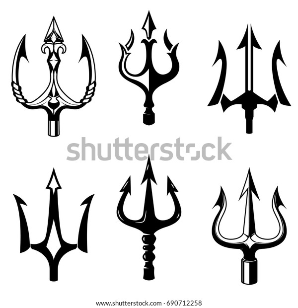 Set Trident Icons Isolated On White Stock Vector (Royalty Free) 690712258