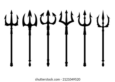 Set of the trident illustrations. Design element for logo, label, sign, emblem, poster. Vector illustration