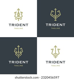 Juego de plantillas de diseño de iconos de logotipo trident vector plano