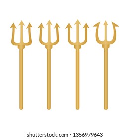 set of trident silhouette. Pitchfork devil set. Trident devil icon 