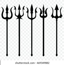 set of trident silhouette. trident symbol