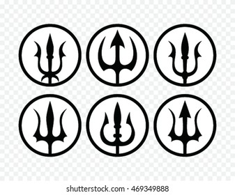set of trident silhouette. trident symbol