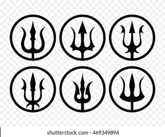 set of trident silhouette. trident symbol