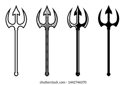 Set Of Trident Vector Illustration Silhouette