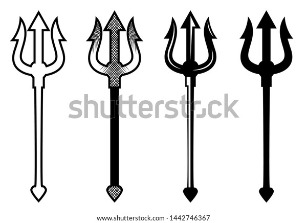 Set Trident Vector Illustration Silhouette Stock Vector (Royalty Free ...