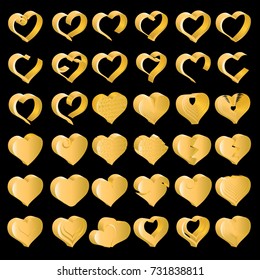 Set of tridimensional symbol hearts, vector