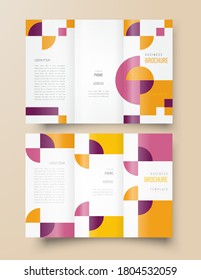 Set Tri-fold abstract geometric circles and squares violet color