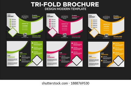 Set Of Trifold Brochure Design Template