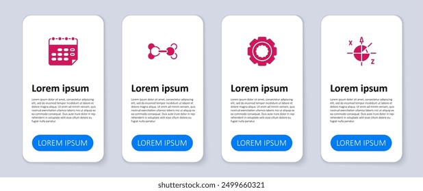 Set Trigonometric circle, Gear, Molecule and School timetable. Business infographic template. Vector
