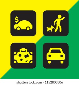 set with trip, walk and car vector icons for web and mobile app