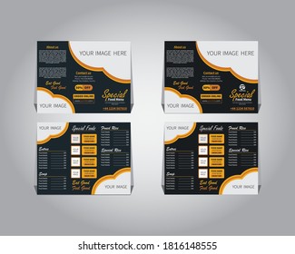Establezca un folleto plegable triple para la cafetería, los restaurantes, los bares o las cafeterías. Ilustración vectorial. Imprimir archivo listo y 300 PPI. El color puede cambiar. 