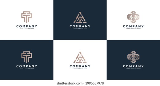 set of Triple T letter Logo design template