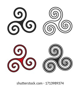 Set of triskelion symbol flat and line style vector illustration