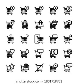 Set of Trolley, Troll, chart, buy outline style icon - vector